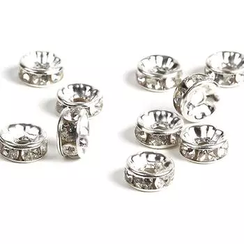 Стразы рондель 6 мм серебряные плоские 100 шт. [Кёдзюдо] (нержавеющая сталь)