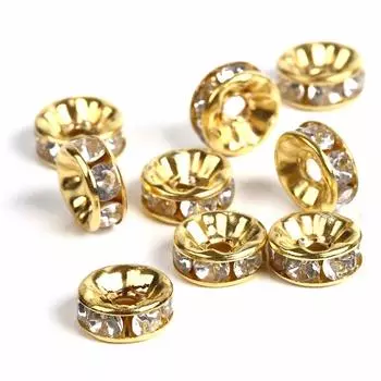 Стразы рондель 6 мм золотого плоского типа 50 шт. [Кёдзюдо]