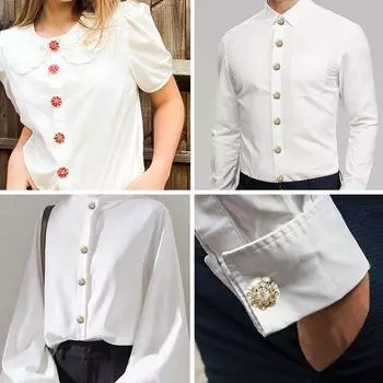 Стразы Стразы Крышка кнопки DIY Аксессуары Сплав Рубашка Цветок Платье N Box Украшения Cu M2N8 silvery-1pcs