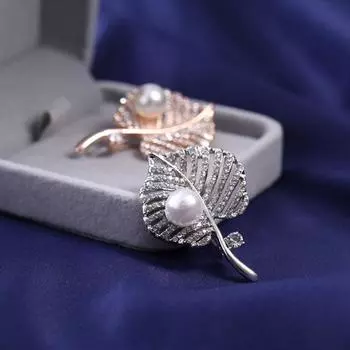 Стразы высокого класса жемчуг личность креативный полый лист брошь одежда корсаж