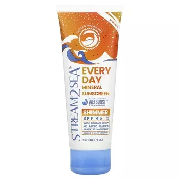 Stream2Sea, Солнцезащитный крем на каждый день с минералами, мерцающий, SPF 45, 2,5 жидких унции (75 мл)