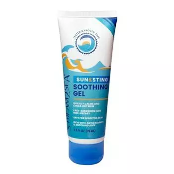Stream2Sea Sun Sting Aloe Soothing Gel Face Body Organic Vera Gel Travel Size Natural After Sun Care for Skin Pure 2,5 жидких унций, 2,5 жидких унции, 6 штук