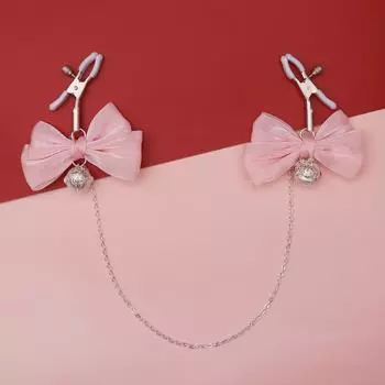 Streamer Bow Bell Milk Clip Chain sm Товары для флирта для взрослых Punish Mimi Clip One size