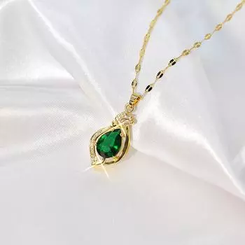Street Auction Of The Same Jade Water Drop Necklace For Women S Fresh And Natural Retro Micro-Inlaid Zircon Pendant Collarbone Chain
