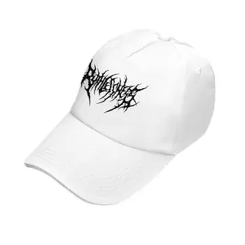 Street Gothic Punk Mens Casual Baseball Hat With Wide Brim Sun Blocking Outdoor White