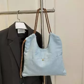 Street Style Denim Canvas Bag Crossbody Bag Simple Tote Bag Simple Vintage Handbag Students