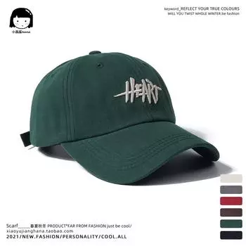 street tooling retro three-dimensional letter embroidery cap female American casual soft top trendy baseball cap male Adjustable темно-зеленого