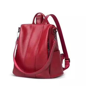 Street Trend Women s Luggage Leather Goods Solid Color Backpack Leather Sewing Line Women s Backpack