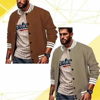 Уличная мода мужская куртка пальто осень повседневная повседневная стойка воротник застегнутые жаккардовые пальто мужские модные свободные кардиганы Soprts куртки S белый