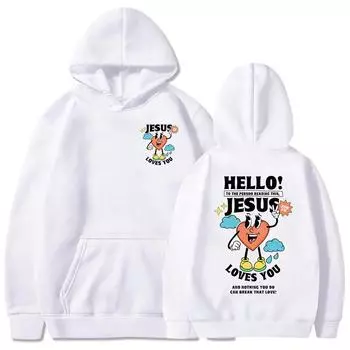 Streetwear Hip Hop Men Clothes Christian Jesus Loves You Bible Verse Sweatshirts Cartoon Graphic Sudaderas Moletom S