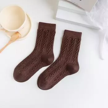 Streetwear Thick Twists Socks Retro College Socks Women Cute Warm Tube Socks Student 6Pairs