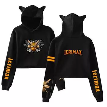 Streetwear Women Sexy Icrimax Letter Print Cropped Sweatshirts Oversize Loose Harajuku Pullovers Spring Korean Casual Tops XS белый