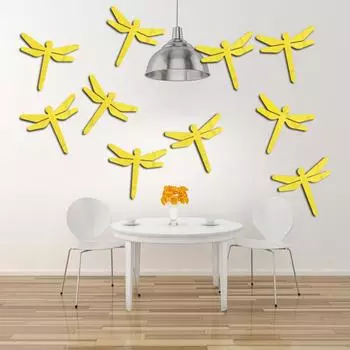 Стрекоза акриловые зеркальные настенные наклейки для гостиной, спальни, настенное украшение, детская комната, настенная раскладка, водонепроницаемые самоклеящиеся наклейки Pack of 10 красный