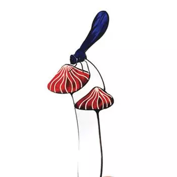 Стрекоза стоит на грибе 3D трехмерные поделки из смолы для украшения дома, сада, двора красный