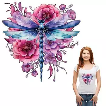 Стрекоза Термонаклейки Цветочные наклейки A-Level Моющийся винил DIY Термопресс Толстовки Топы Аксессуары DIY Нашивки