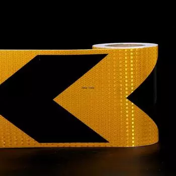 Стрелка безопасности светоотражающая клейкая лента 8 дюймов * 17 футов предупреждение об опасности водонепроницаемый наружный черно-желтый светоотражатели наклейка полоса для автомобиля