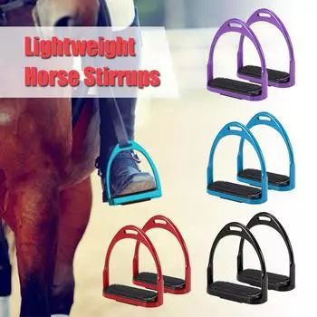 Стремена для верховой езды, гибкое алюминиевое седло для лошади, противоскользящая педаль для лошади, оборудование для обеспечения безопасности конного спорта красный