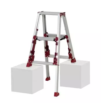 Стремянка PiCa Corporation телескопическая Stappy с четырьмя ножками, регулируемая верхняя часть, тип работы 3 яруса, 3 Shaku, алюминий, серебристый (0,65~0,96 м) SXJ-90A серебряный