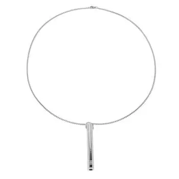 Stress Relief Breathing Necklace Stylish Titanium Steel Pendant Necklace for Women Men Steel Color серебряный