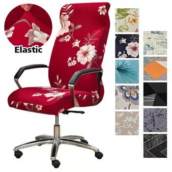Stretch Computer Office Chair Cover with Durable Zipper Removable Spandex Rotating Boss Chair Slipcovers Anti-dust M/L sizes M