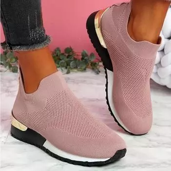Stretch Knit Plus Size Women s Shoes Spring Summer Outdoor Skateboarding Jogging Shoes Mesh Breathable Sneakers 39 белый