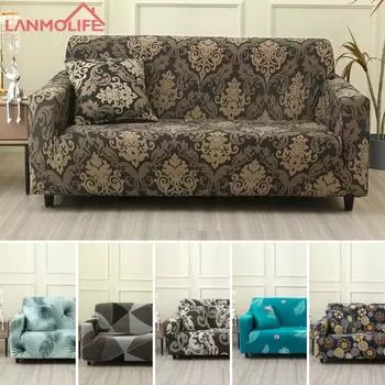 Stretch Sofa Cover Universal Printed Sofa Slipcover Loveseat Couch Cover Polyester Furniture Protector Cover with 1Pc Pillowcase 1-seater 90-140cm