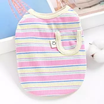 Stretch Striped Pet Cat Small Puppy Teddy Pomeranian Dog Clothes Spring Autumn Summer Thin Pocket Vest S