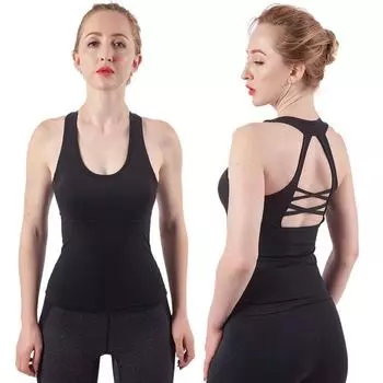 Stretch Yoga Vest Women s Summer Nude Feel Beauty Back Sleeveless Workout Clothes Training Violently Sweat Running Top Vest W998 Black (built-in chest pad) S