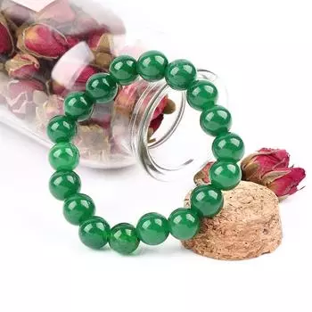 Stretchy Beads 10mm Dark Green Gemstone Bangle Bracelet