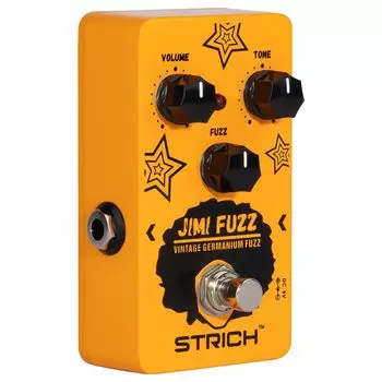 STRICH Jimi Fuzz Гитарная педаль Компактная электрогитара Мини Fuzz Классический Звуковой контроль True Bypass для электрогитары Оранжевый Громкость/Тон/Усиление