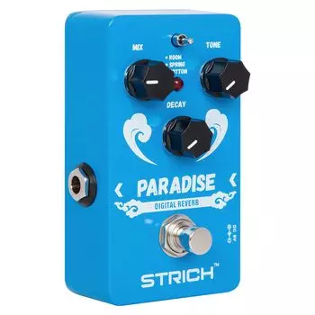 STRICH PARADISE Digital Reverb Guitar Pedal — это гитарная педаль эффекта реверберации, разработанная для электрогитары и бас-гитары с 3 режимами и настоящим байпасом.