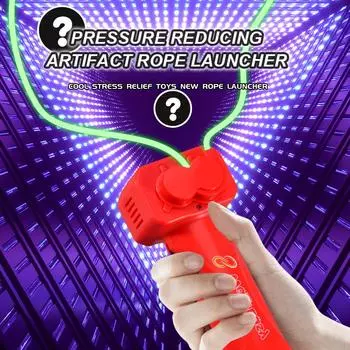 String Rope Glow in The Dark String Rope Launcher Luminous Portable Handheld String Stress Relief Toy For Kids Party Gift Fidget синий
