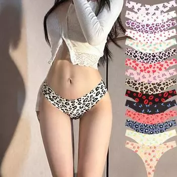 Стринги для женщин бесшовные трусики Т-образный вырез с принтом нижнее белье сексуальные стринги 15 цветов нижнее белье S