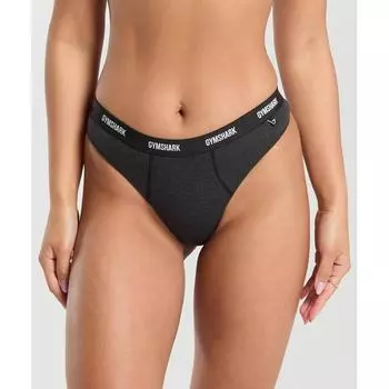 Стринги GYMSHARK с высокой посадкой в рубчик Midnight Black Marl B7A3O BCH0 XS