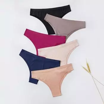 Стринги Ice Silk невидимые цельные женские трусы сексуальные однотонные трусы с низкой талией спортивные трусики для фитнеса M фуксия