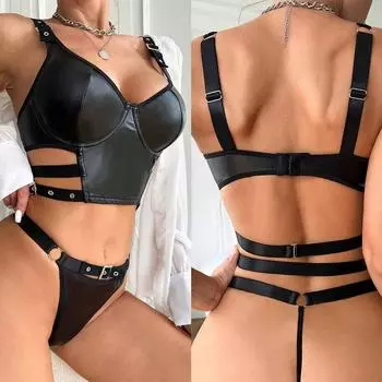 Стринги Эротические женские боди Топы + трусы 2 шт. Бюстгальтер