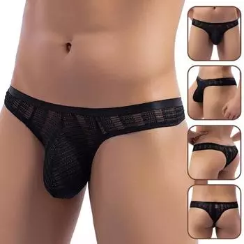 Стринги полые защитные кружевные однотонные мужские стринги мужская одежда L