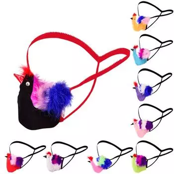 Стринги с чехлом для мужчин, популярные забавные сексуальные птицы с героями мультфильмов, сексуальное бикини, дышащий нейлон, с низкой талией, нижнее белье с Т-образной спинкой, трусы One Size