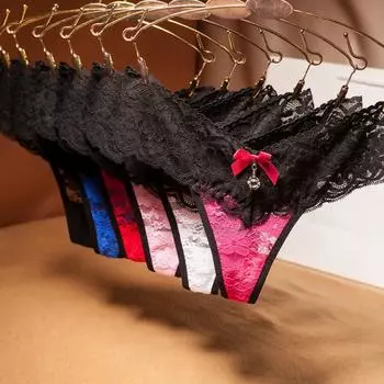 Стринги с цветочной вышивкой и низкой талией для женщин One Size