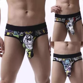 Стринги с принтом, моделирующие тело, хлопковая смесь, мужское сексуальное U-образное нижнее белье для отдыха M