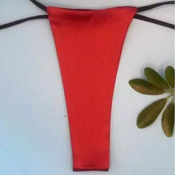 Стринги женские влагалищные одна нить ледяной шелк эластичный фитнес спортивный цельный женский Т-образный нижнее белье M size (80-52.5 kg) бордовый