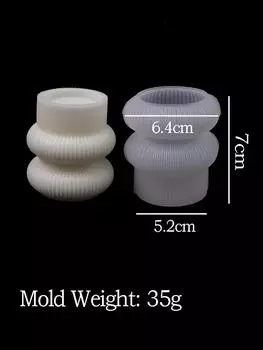 Stripe Candle Holder Silicone Mold 3D Geometric Cylindrical Scented Candle Soap Gypsum Concrete Pouring Mold DIY Craft Home Deco