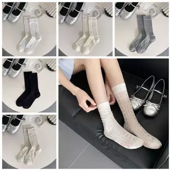 Stripe Tube Socks for Women Mesh Hollow Summer Balletcore Socks Sweet Bowknot Short Socks Girl белый
