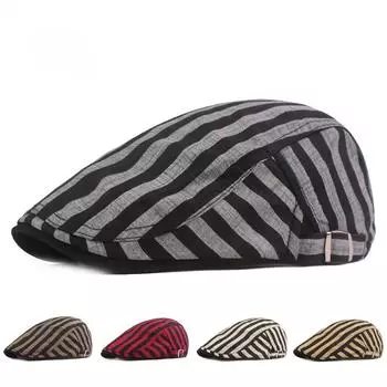Striped Beret Literary Youth Duck Tongue Cap Men and Women Forward Cap Thin Section Retro Sun Hat Hat M56-58cm красный