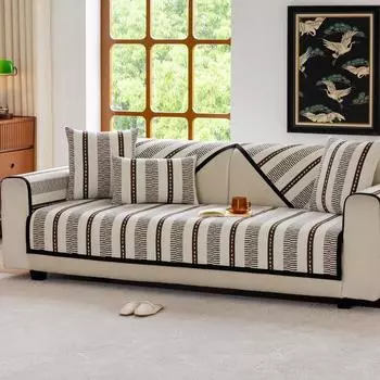 Striped Chenille Sofa Cover 2/3/4 Seater Non-slip Leather Couch Chair Recliner Furniture Slipcovers Soft Customizable 70x70cm 1pc