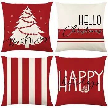 Чехол для подушки с полосатым рождественским принтом для дома, гостиной, наволочка для подушки с надписью «Рождественская елка» 45*45cm JYM224-1