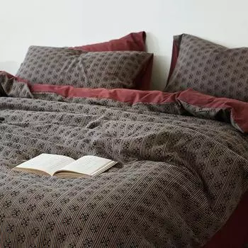 Striped cotton yarn-dyed jacquard 4pcs set, pure cotton bed sheet quilt cover, bed and breakfast hotel bedding 4 1.5m bed sheet 4pc