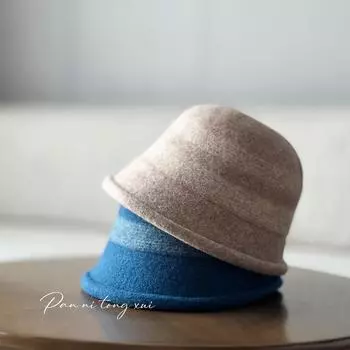 Striped crimped wool top hat women show small face 2024 autumn and winter new Japanese literary and retro winter woolen hat M56-58cm чёрный