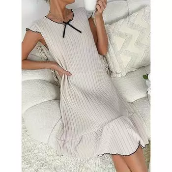 Полосатое домашнее ночное платье летнее женское элегантное платье без рукавов со шнуровкой Sandingribbed S