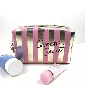Striped Makeup Bag Pu Wash Bag Multi Functional Travel Bag Waterproof Large Capacity Storage Bag чёрный